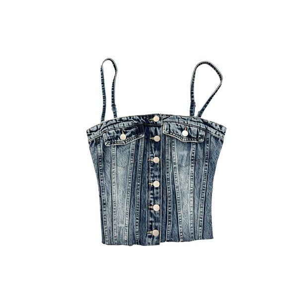 NWT Tractr Denim Corset Top Size Small - Picture 2 of 11